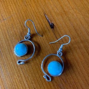 Sterling & Larimar hook earrings